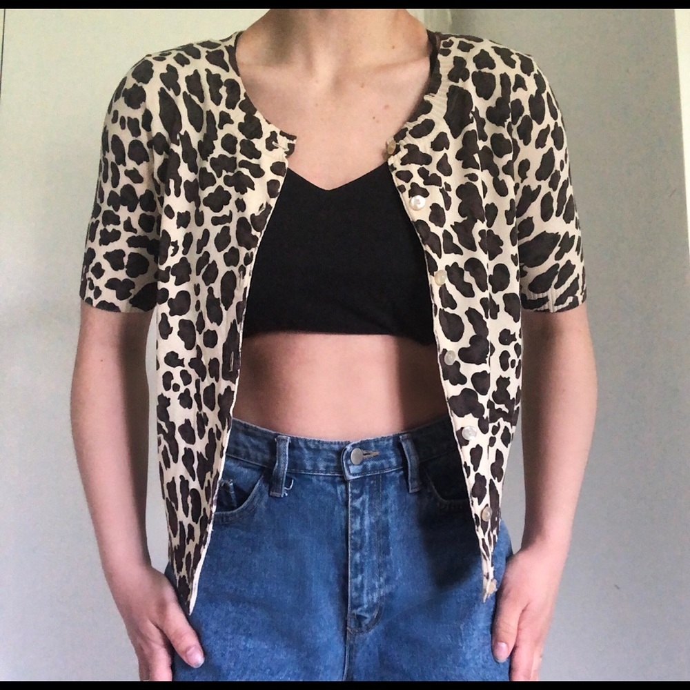 Brown vintage crop cardigan blouse top
